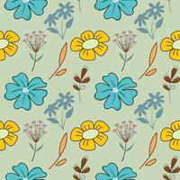 organic flat pressed flowers pattern in vector form