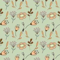 organic flat pressed flowers pattern in vector form