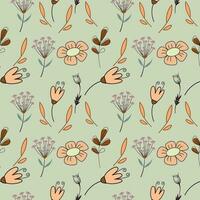 organic flat pressed flowers pattern in vector form