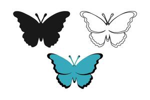 Butterfly outline vector isolated on white background