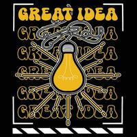 Graffiti light bulb street wear illustration with slogan great idea vector