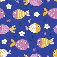 Fish Seamless Pattern Fishes background Cute Summer Seamless Design Sea repeat pattern Fish Wallpaper vector