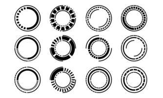 conjunto de ciencia fi negro circulo usuario interfaz elementos tecnología futurista diseño moderno creativo en blanco antecedentes vector ilustración.