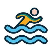 Swimmer Vector Thick Line Filled Dark Colors Icons For Personal And Commercial Use.