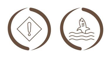 caution sign and dangerous shark  Icon vector