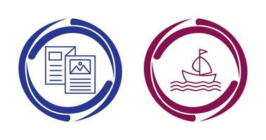 Brochure and Boat  Icon vector