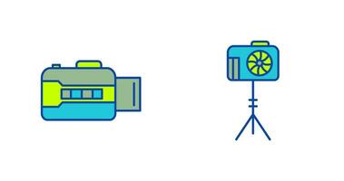 open camera and camera stand  Icon vector