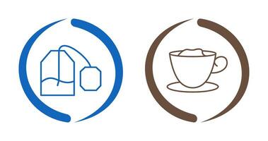 tea bag and creamy coffee  Icon vector