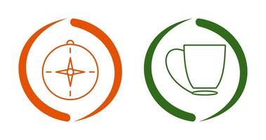 compass and coffee cup Icon vector