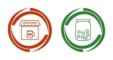 Coffee Shop And sugar Bottle  Icon vector