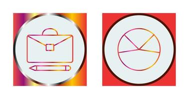 briefcase and pie chart analysis Icon vector