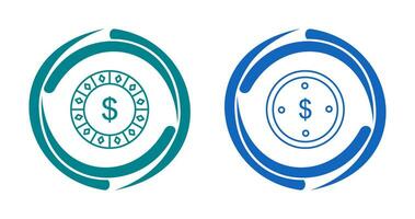 dollar chip and dolllar coin Icon vector