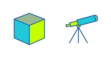 cúbico diseño y telescopio icono vector