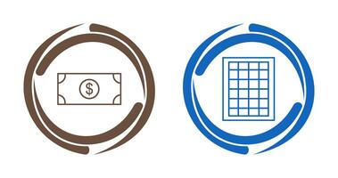 dollar bill and table of rates  Icon vector