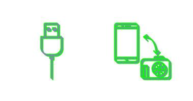 usb cable and transfer images Icon vector