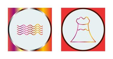 magnetic waves and volcano Icon vector