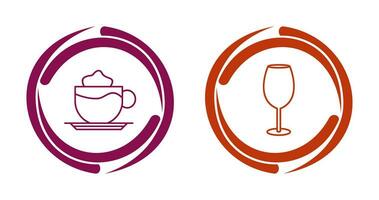 latté y vino vaso icono vector