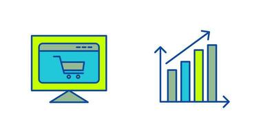 ecommerce website and rising statistics Icon vector