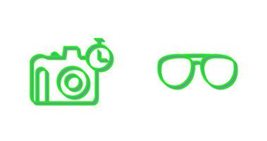 glasses and timer on camera Icon vector