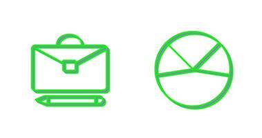 briefcase and pie chart analysis Icon vector