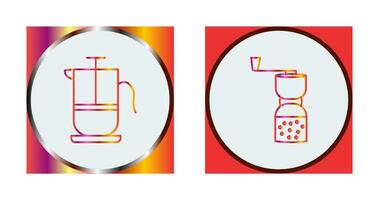 french press and coffee grinder  Icon vector