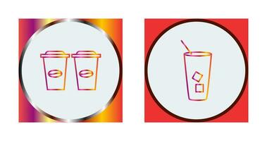 two coffees and Iced Coffee Icon vector