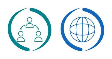 connected user and globe Icon vector