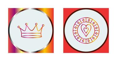 king crown and heart chip Icon vector