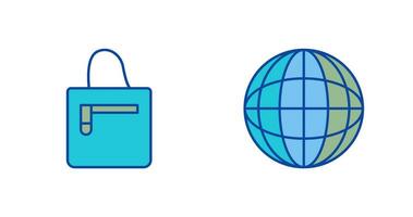 handbag and globe  Icon vector