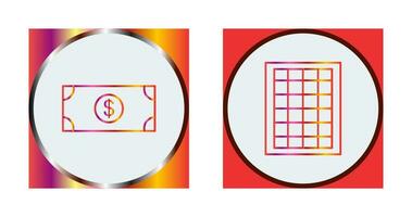 dollar bill and table of rates  Icon vector