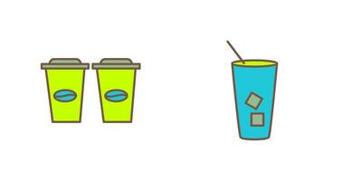 two coffees and Iced Coffee Icon vector