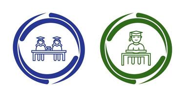 Combined Study and Studying on Desk Icon vector