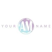 AM Initial Logo Watercolor Vector Design