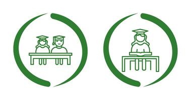 Students Sitting and Female Student Icon vector