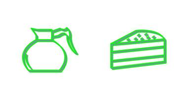 cake slice and coffee pot  Icon vector