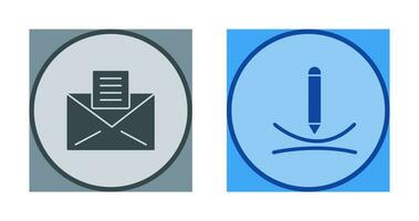 email documents and draw curve Icon vector