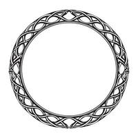 Round Celtic frame. Black pattern, isolated vector on white background.