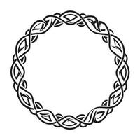 Round Celtic frame. Black pattern, isolated vector on white background.