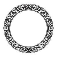 Round Celtic frame. Black pattern, isolated vector on white background.