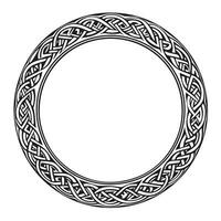 Round Celtic frame. Black pattern, isolated vector on white background.