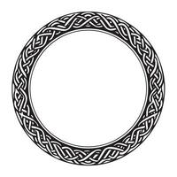 Round Celtic frame. Black pattern, isolated vector on white background.