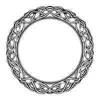 Round Celtic frame. Black pattern, isolated vector on white background.