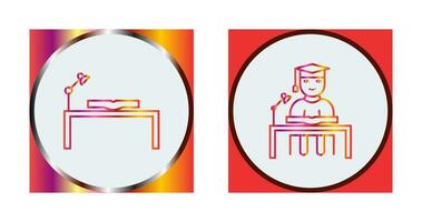 study desk and studying on desk  Icon vector