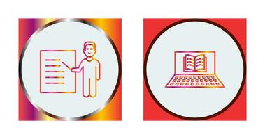 Online Books and Male Presenter Icon vector