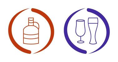 moon shine and beer glasses Icon vector