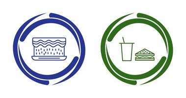 cream cake and lunch bistro Icon vector
