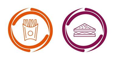 french fries and sandwich  Icon vector