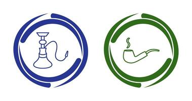 hookah and lit smoking pipe  Icon vector