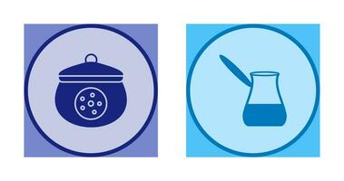 cookie jar and cezve Icon vector