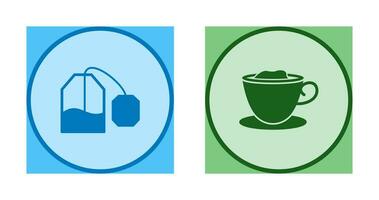 tea bag and creamy coffee  Icon vector